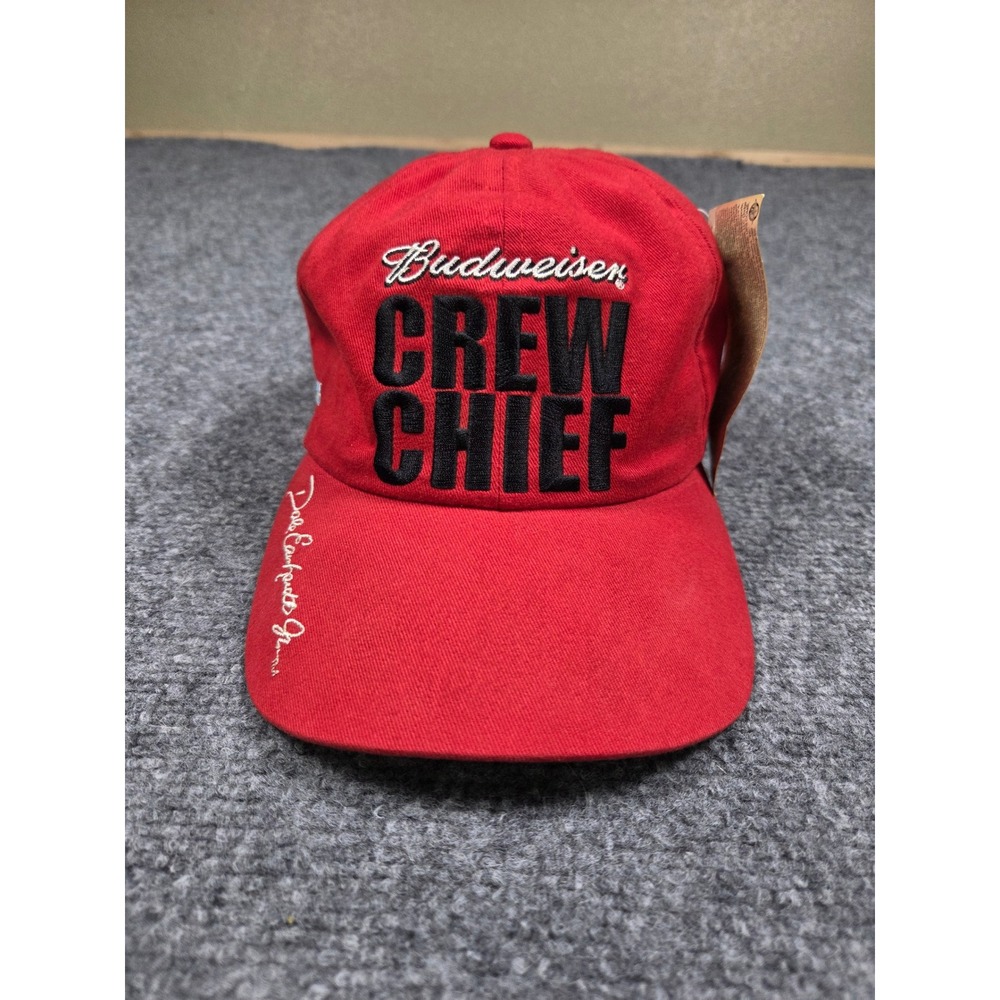 Vintage Y2K Dale Earnhardt Jr Budweiser Hat OSFA Chase Authentics Crew Chief Red